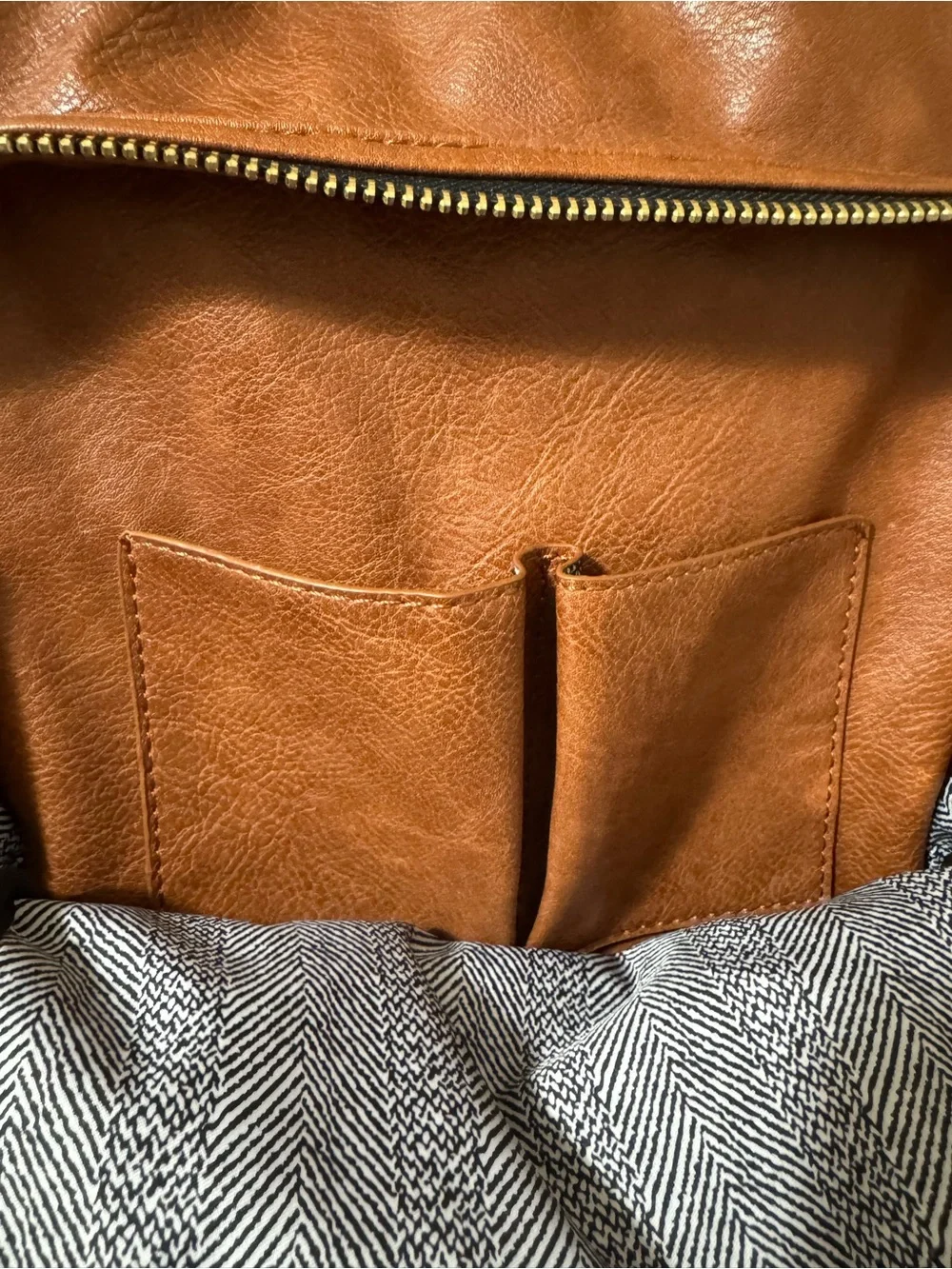 Madison West Brown Faux Leather Backpack